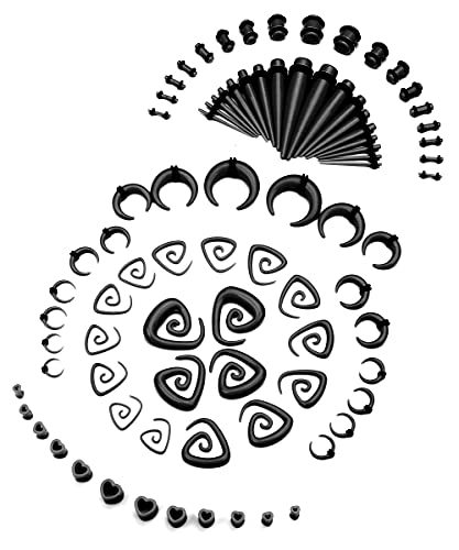 Dolotta 84 Pcs Ear Stretching Kit 14G-00G Ear Gauges Expander Set Acrylic Tapers Plugs Silicone Tunnels Body Piercing Jewelry Horseshoes Taper Spiral Tapers Gauges For Ears #TOP4