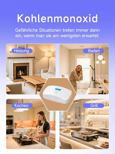 Heiman Kohlenmonoxid Melder mit LCD-Display – Elektrochemischer Sensor, 10 Jahre Gerätelebensdauer Kohlenmonoxidmelder… – Ansicht 6