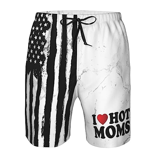 I Love Hot Moms Men's Swim Trunks Board Shorts Men's Beach Shorts L4