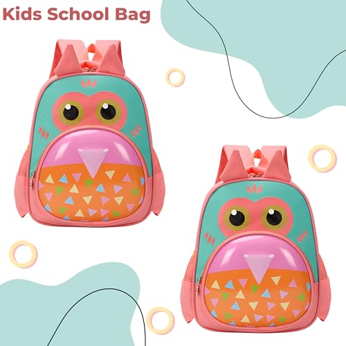 Image of Bembika School Bag The Perfect Children Backpack and School Bags for Kids Compact Stylish Backpack for Kids Exceptional-Quality Kids Kindergarten Backpack and Travel Backpack- (Owl|Peach)