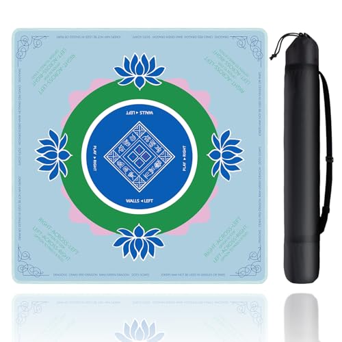 Mahjong Mat, Mahjong Mat for Table with Bag, 31.5" x 31.5" Rubber Anti Slip and Noise Reduction Board Gaming Mat for Mah Jongg, Poker, Board Tile Games, Dominoes