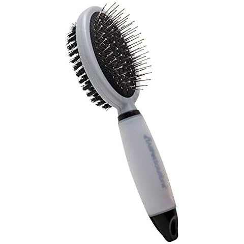 AllPetSolutions Double Sided Pet Grooming Salon Brush - 2 in 1 Pin & Bristle Soft Brush - For Dogs, Puppies and Cats with Long or Short Hair Cover