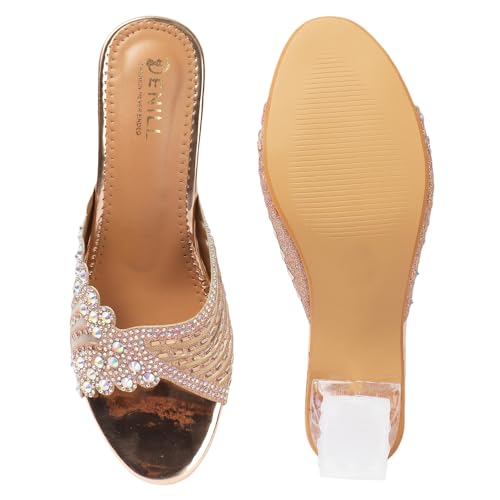 Image of Denill Women Wedding /Party Block Heel Slip-On Fashion Sandal for Women & Girls