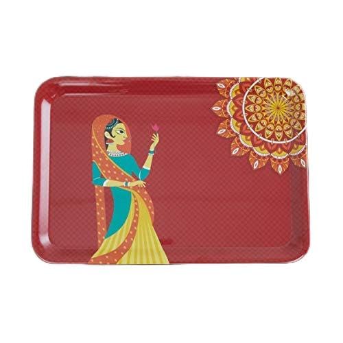 Plateau mélamine rétro imprimé multicolore Rideau-Act-146 Risecollection rouge