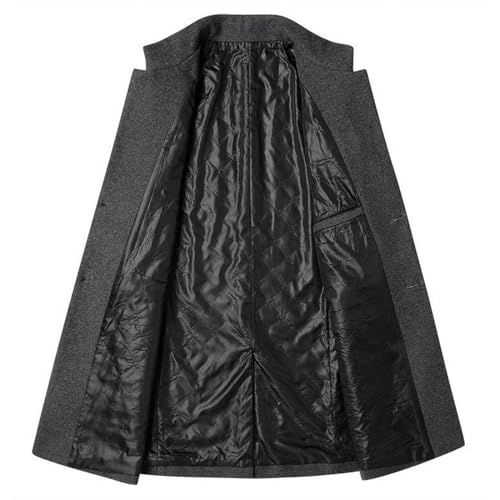 Image of Lu's Chic Men's Single Breasted Trench Coat Button Down Overcoat Warm Dress Pea Coats