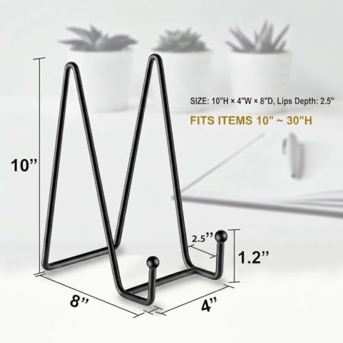 Image of Metal Photo Stand for Table - Elegant Display Stand for Decorative Plates and Pictures, Ideal Metal Tabletop Photo Frame Stand for Home and Office Decor (10 IN ( 2 Pcs))