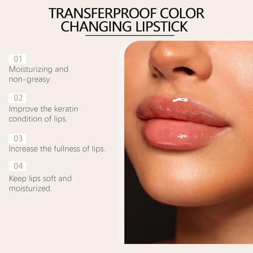 Skin-Adaptive Lipstick,Signature Ph Color Changing Lipstick,Long Lasting 24 Hours Moisturizing Glossy Shine Lip Gloss for Women (1pcs) - Image 5