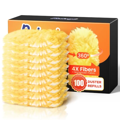 Image of REKOPI 100 Count Heavy Duty Duster Refills Compatible with Swiffer, Multisurface 360 Larger Size Dusters with 4X Microfibers, Unscented Disposable Dusters for Cleaning Home, Blinds, Fans(Only Duster)