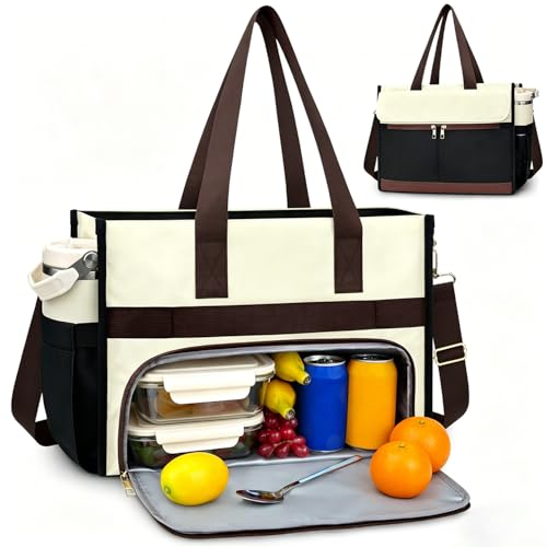 Sac fourre-tout pour ordinateur portable léger multipoche avec fermeture zippée