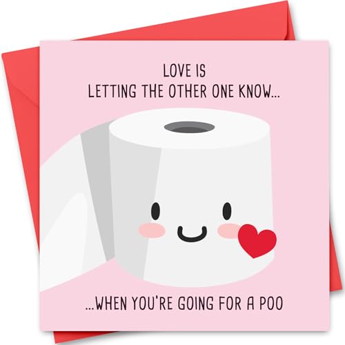 Funny Valentines Day Card for Him or Her - Valentines Day Card for Girlfriend Boyfriend Husband or Wife - Valentines Cards for Fiance Fiancee - Going For a Poo Joke