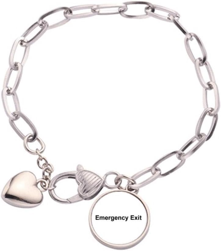 GenericEmergency Exit Black Symbol Pattern Heart Chain Bracelet Jewelry Charm Fashion