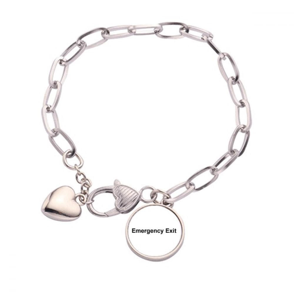 GenericEmergency Exit Black Symbol Pattern Heart Chain Bracelet Jewelry Charm Fashion