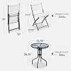 Best Choice Products 3-Piece Patio Bistro Dining Furniture Set w/Textured Glass Tabletop, 2 Steel Folding Chairs, Polyester Fabric - White #1