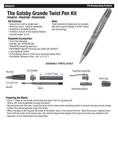 Penn State Industries Pkgafss Gatsby Grande Twist Ballpoint Pen Kit Starter Package Woodturning Project #TOP1