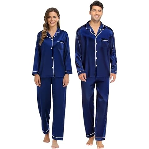 SWOMOG Men's Silk Satin Pyjamas Set Cover