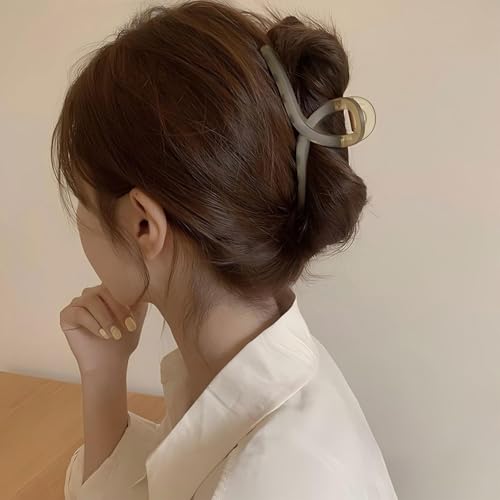 ヘアクリップ 大きめ バンスクリップ へあくりっぷ 大きめしっかり オフィス 髪留め クリップ シンプル ヘアアクセサリー かみどめ クリップ 大きめしっかり 金属 濃密な髪も使用可能 艶消しブラウン