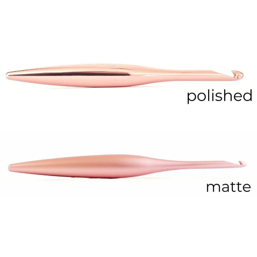 Furls Crochet Hook, Blush Streamline Metal Polished & Matte Finish, Ergonomic Handle Crochet Hooks 7" (Blush - Polished, I - 5.50MM) - Image 2