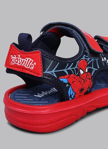 Image of Kidsville Official Marvel Comics Spiderman Printed Sandals For Kids Boys Anti-Skid Comfortable | Adjustable Double Strap Closure | Flexible & Lightweight Footwear for Baby