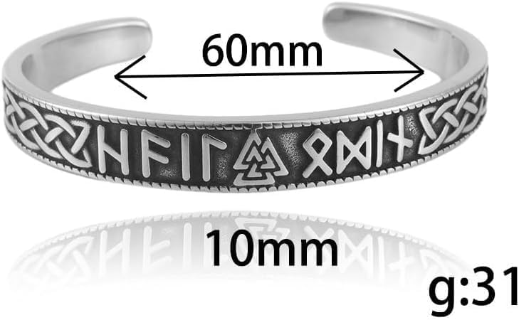 TURTLEDOVE Viking Rune Valknut Bangle, Celtic Knot Bracelet, Norse Pagans Jewelry of Amulet - Image 2