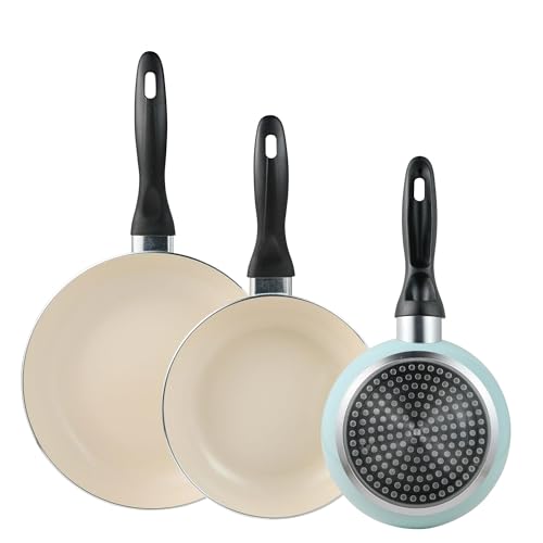 San Ignacio Set de 3 Sartenes Ø16Ø20Ø24cm en aluminio prensado Azul celeste