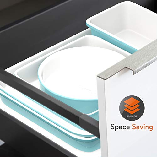 Nutrichef 6-Pcs Kitchen Oven Baking Pans Non-Stick Sheets Set, Attractive Green Pans & White Inside, Quality Kitchenware For Cooking & Baking Cake #TOP5