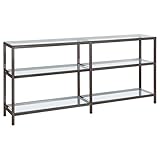 Coaster Home Furnishings - Kate - Metal & Glass - 2-Shelf Console Bookcase with Slim Design, Tempered Glass Shelves, Contempandary Style - Living Room & Home Office - 55-Inch - Black Nickel - 801018