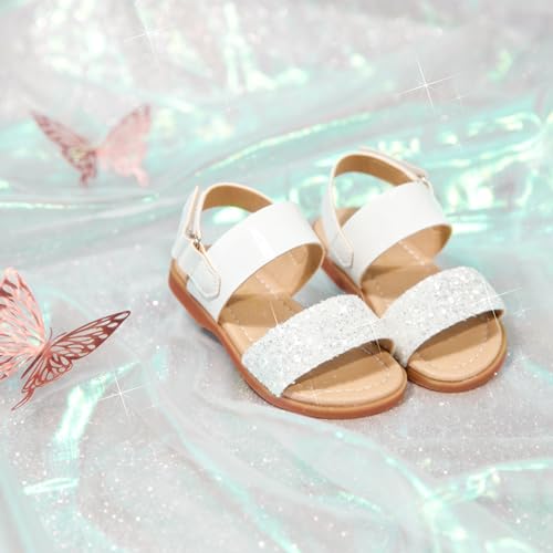 Image of PHIRAMIN Toddler Girl Sandals - Flower Girl Dress Shoes Open Toe Little Kid Flats