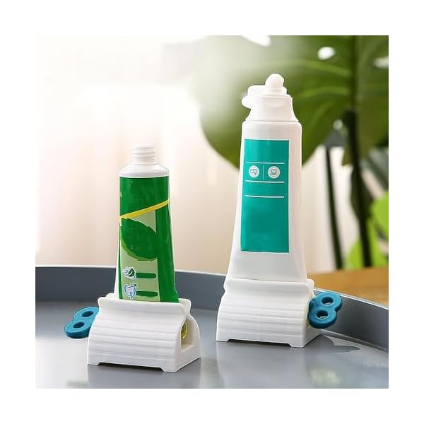 2 Pack Home Toothpaste Squeezer, Toothpaste Squeezer Rollers，Toothpaste Tube Squeezers Clip Holder Stand Winder – Blue