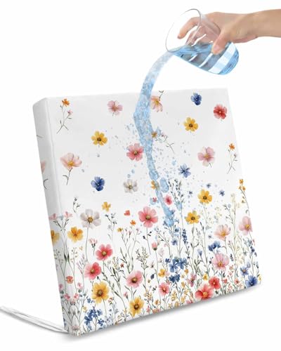 2 Pack Blue Flowers Waterproof Cushion Covers with Ties, Outdoor Patio Chaise Lounge Chair Seat Cushion Slip Covers Replacement(Only Cover) Pink Watercolor Botanical Garden Floral 22