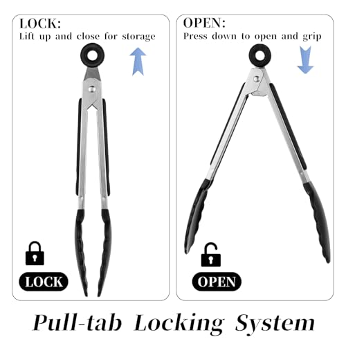 Jeffdad Silikon Grillzange, 2 Stück Edelstahlzange 20cm Mit Silikonspitzen Geeignet Kochen