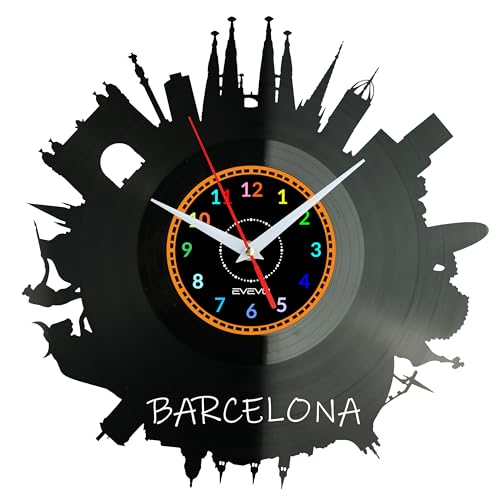 Reloj de pared de Barcelona decorativo moderno disco de vinilo regalo perfecto para los amantes de España reloj de vinilo elegante W0495