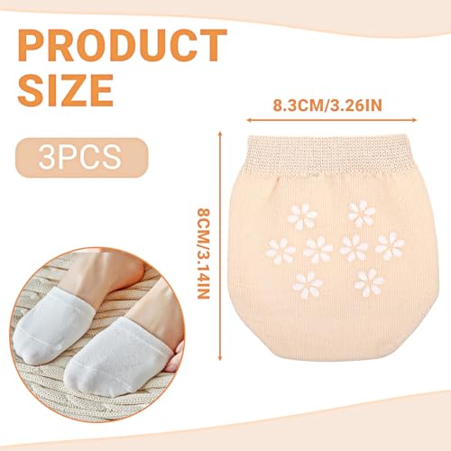3 Pairs Half Socks for Women, No Show Toe Topper Sock, Invisible Non-Skid Half Seamless Mule Socks for Mules (Ladies Size 7-11, White, Black, Skin)2