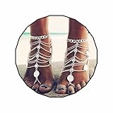 Olbye Silver Barefoot Sandals Foot Chain Jewelry Coin Anklet Bracelet for Women Beach Wedding Foot Jewelry Pack of 2 (Silver)