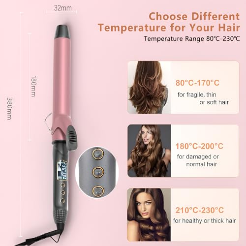 Hair-Curler-Wand-32mm-Barrel-80C-230C-Adjustable-Temperature-LCD-Display