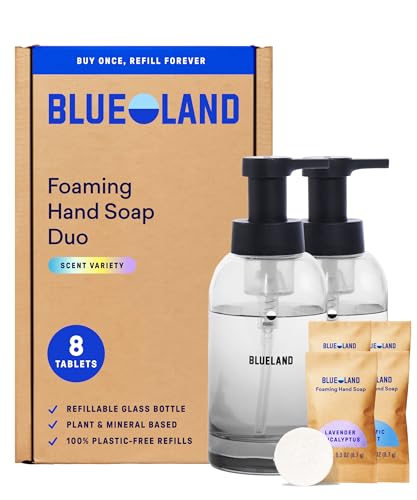 BLUELAND Hand Soap Duo, 2 Bottles with 8 Refill Tablets, Variety Scents