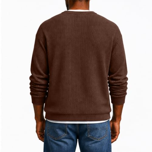 Layered Waffle Tee Men Long Sleeve Vneck Layered Comfort Waffle Tee - image 7