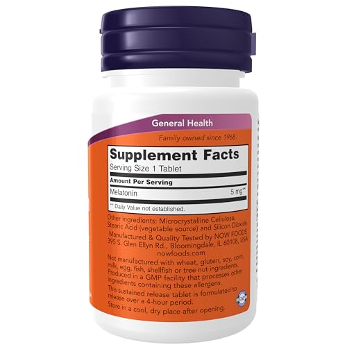 NOW Supplements Melatonin 5mg Sustained Release Tablets