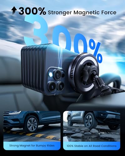 Qi2.2 25W Wireless Car Charger Magnetic Phone Holder Mount for Magsafe with Cooler for Air Vent, Wireless Fast Charger 25W for iPhone 16-17 Series with iOS 26,15W for iPhone 12-15 (Grey) — view 5