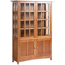 Crafters and Weavers Mission Solid Quarter Sawn Oak China Cabinet - Golden Brown