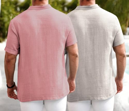 Image of Zombom Men's Polycotton Solid Short Kurta | Regular Fit | Half Sleeve | Mandarin Collar | Lightweight Casual Wear for Daily, Summer Comfort & Smart Look