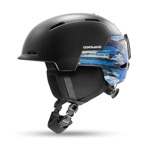 Odoland Ski Snowboard Helmet for Adults Youth, Snow Helmet for Men & Women, Slide Adjust Ventilation, Safety Certified, Goggles Compatible for Skiing, Snowboarding, Snowsports Blue Camouflag
