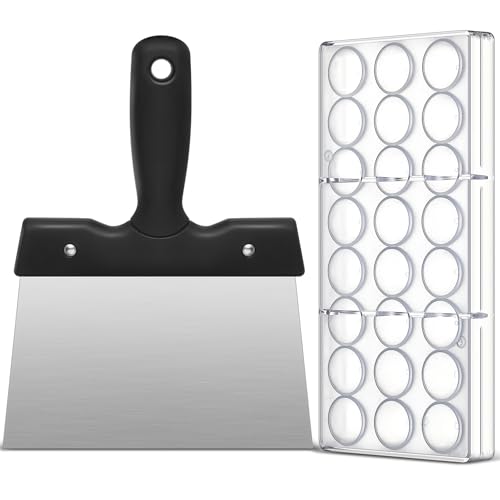 Baderke Polycarbonate Chocolate Molds with Chocolate Scraper Mould Bullet Clear Hard Plastic for Smoothing Cheese Cream Cake Scraper(Bullet)