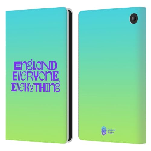 Étui Angleterre Rugby Slogan Cyan Cuir Portefeuille pour Amazon Fire 7 2022