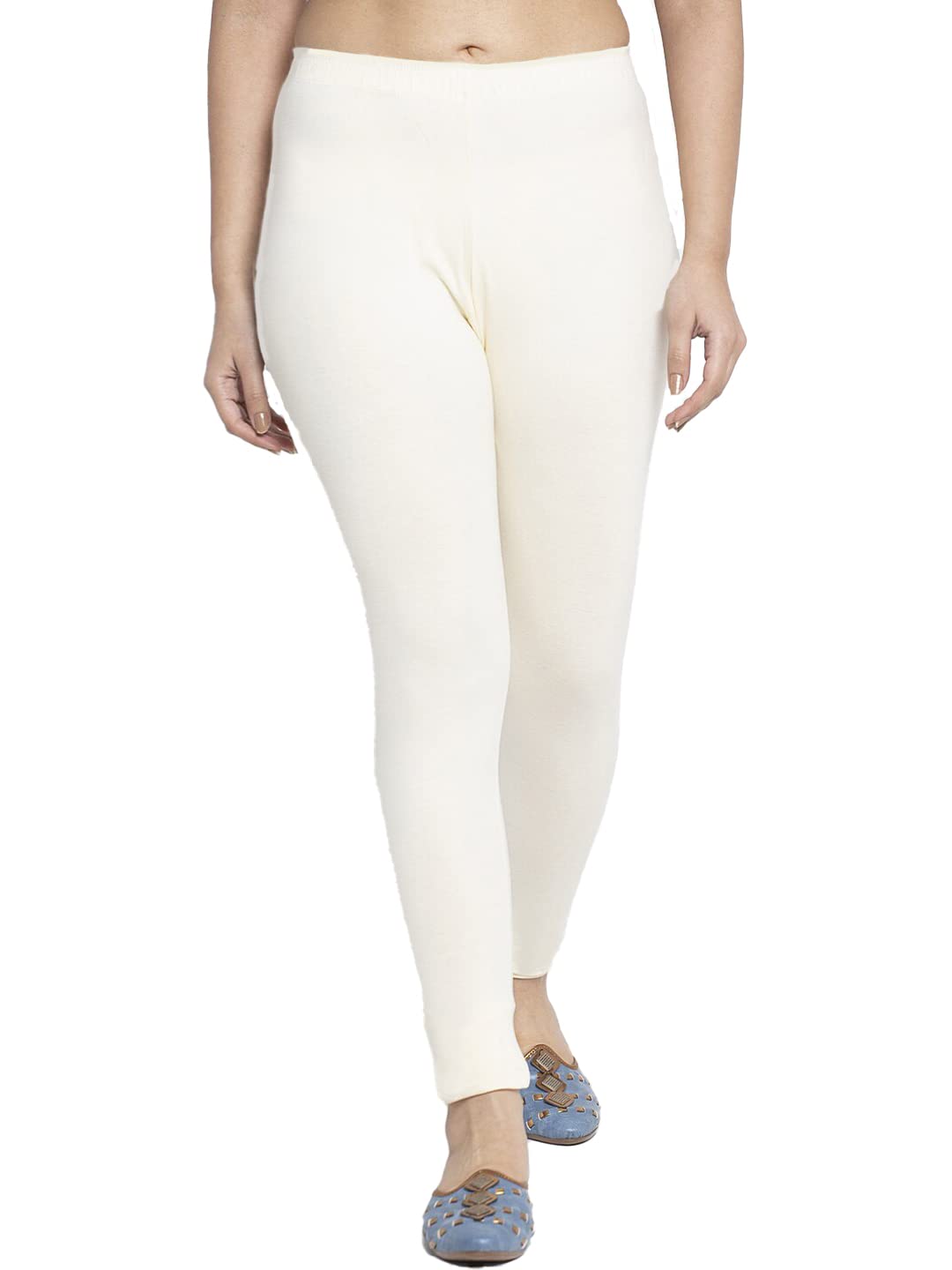 valles365 by s.c. Cream Cotton Lycra Leggings-picture-36