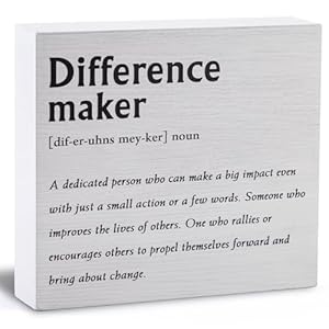 Esur Difference Maker Definition Motivational Home Office Desk Decor - Farmhouse Office Desk Accessories Wooden Box Sign Gifts for Men or Women (White) Esur Difference Maker Definition Motivational Home Office Desk Decor Farmhouse Office Desk Accessories Wooden Box Sign Gifts for Men or Women White
