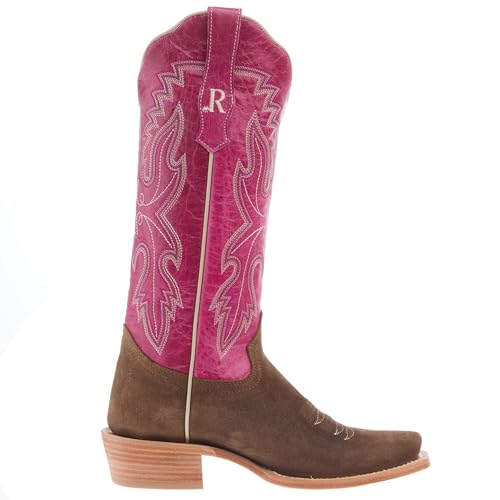 Women's Cider Brown Rough Out 13 In Fushsia Top Cowgirl Boot4
