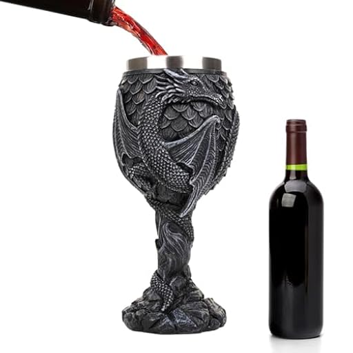 cáliz de dragón – cáliz de vino, cálizes de copas de dragón | taza medieval de acero inoxidable, copas medievales creativas y multiusos, taza de cáliz medieval segura y creativa para de beber | Ya disponible en tu tienda friki favorita! En mundofriki.es!