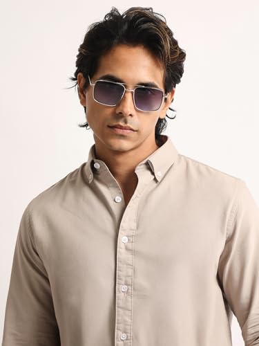 Image of MANIAC || Mens || Solid || Collared Neck || Full Sleeve || Oxford || Linen Blend Fabric || Shirt