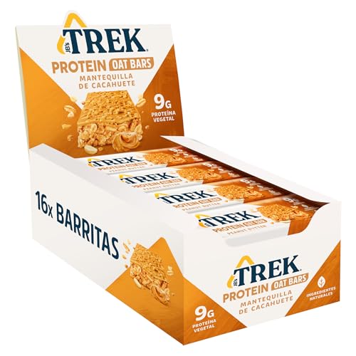JB's TREK Barrita de Avena Proteica I Mantequilla de Cacahuete I Proteína de Origen Vegetal I Sin Gluten I 16 Barritas de 50g I 800g