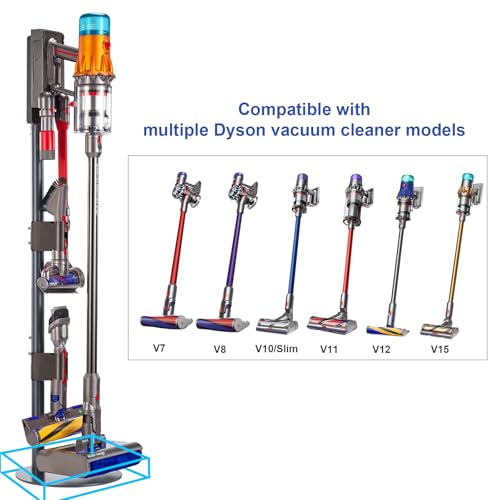Sllolsupport Vacuum Stand Compatible for Dyson V7V8V10V11V12V15and Slim, Metal Storage-Bracket-Stand-Metal-Holder Removable Storage Clips, Hidden Cable Design,Convenient for Storage and Charging by Sllolsupport - Image 3